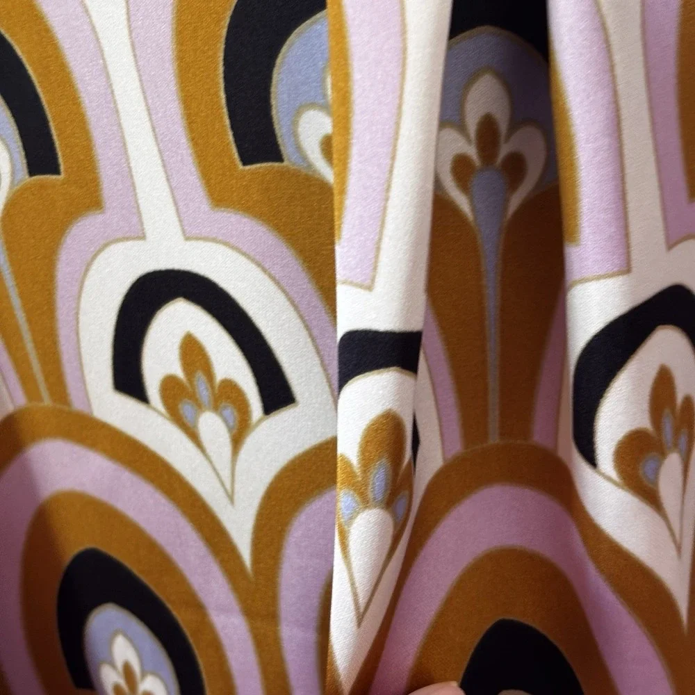 House of Harlow 1960 Blouse Top XL Art Deco Button Up Pink Gold Satin Retro READ - Picture 8 of 16